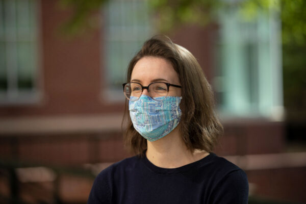 A student wearing a face mask