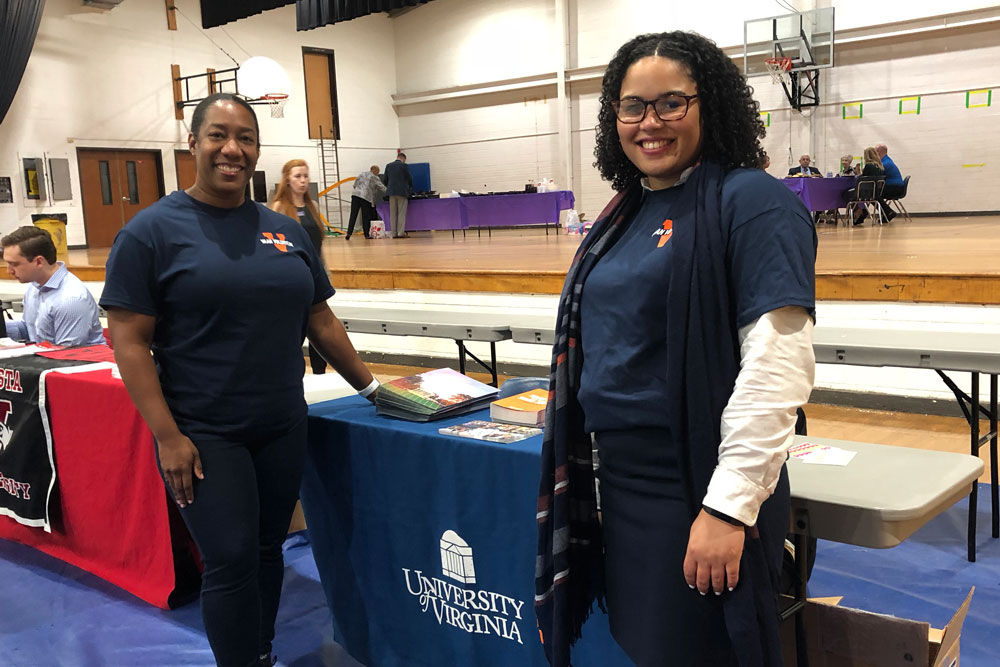 Outreach volunteers are happy to talk with prospective families about UVA