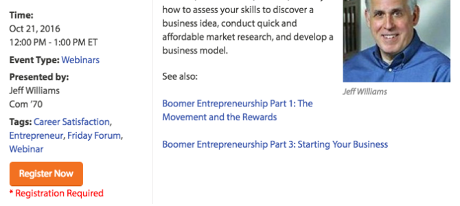Boomer Entrepreneurship – Presented by Alumni Career Services