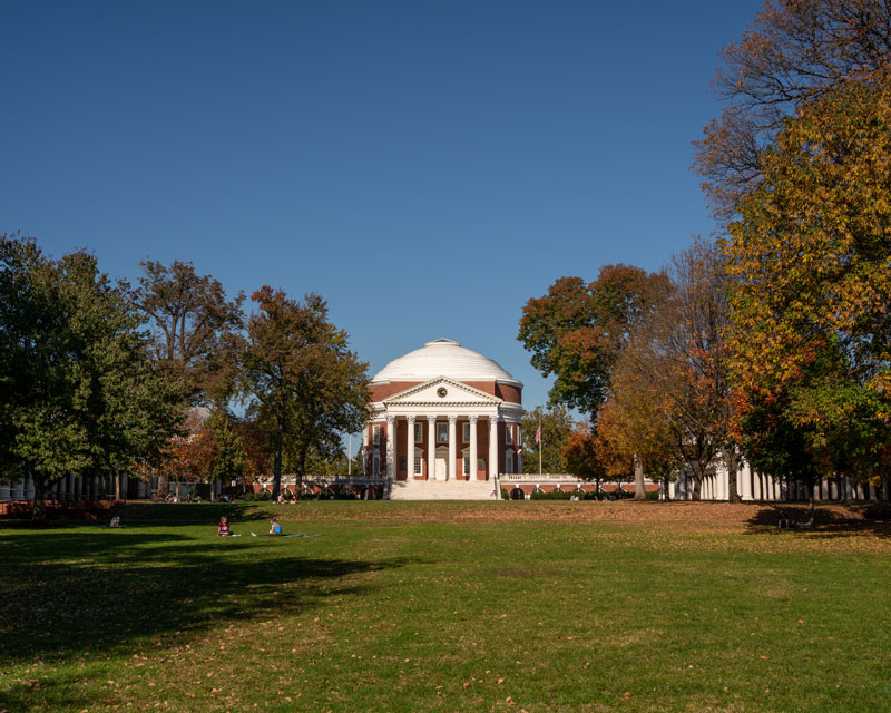 The Rotunda and Lawn in fall