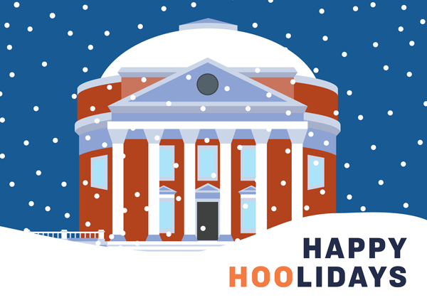 Holiday card template with the Rotunda and the words Happy Hoolidays