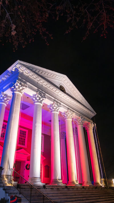 Phone background: The Rotunda lit up for Lighting of the Lawn