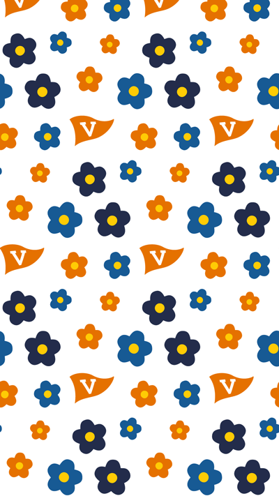 Phone background: Spring floral and alumni pennant pattern