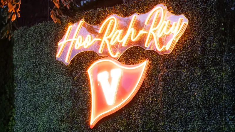 Desktop background: Hoo Rah Ray with UVA Alumni pennant neon signs