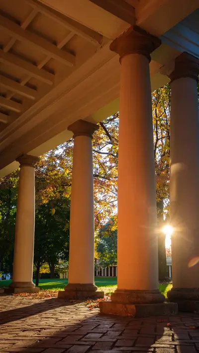 Phone background: Fall sunset as seen from the Lawn Colonnade
